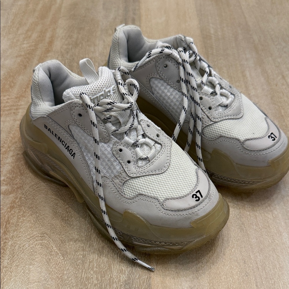 Balenciaga White Mesh Sneakers with Translucent Gum Sole